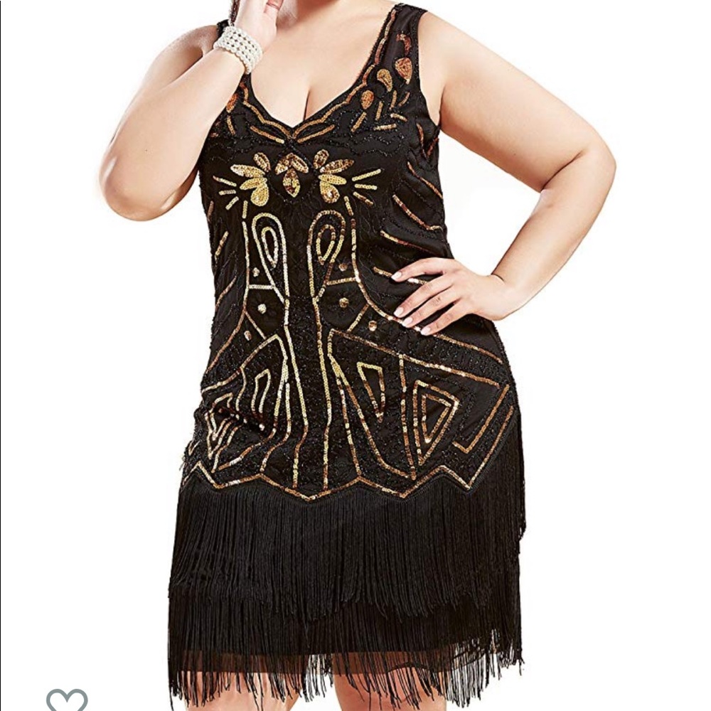 Women's Plus Size Flapper Dresses 1920s V Neck